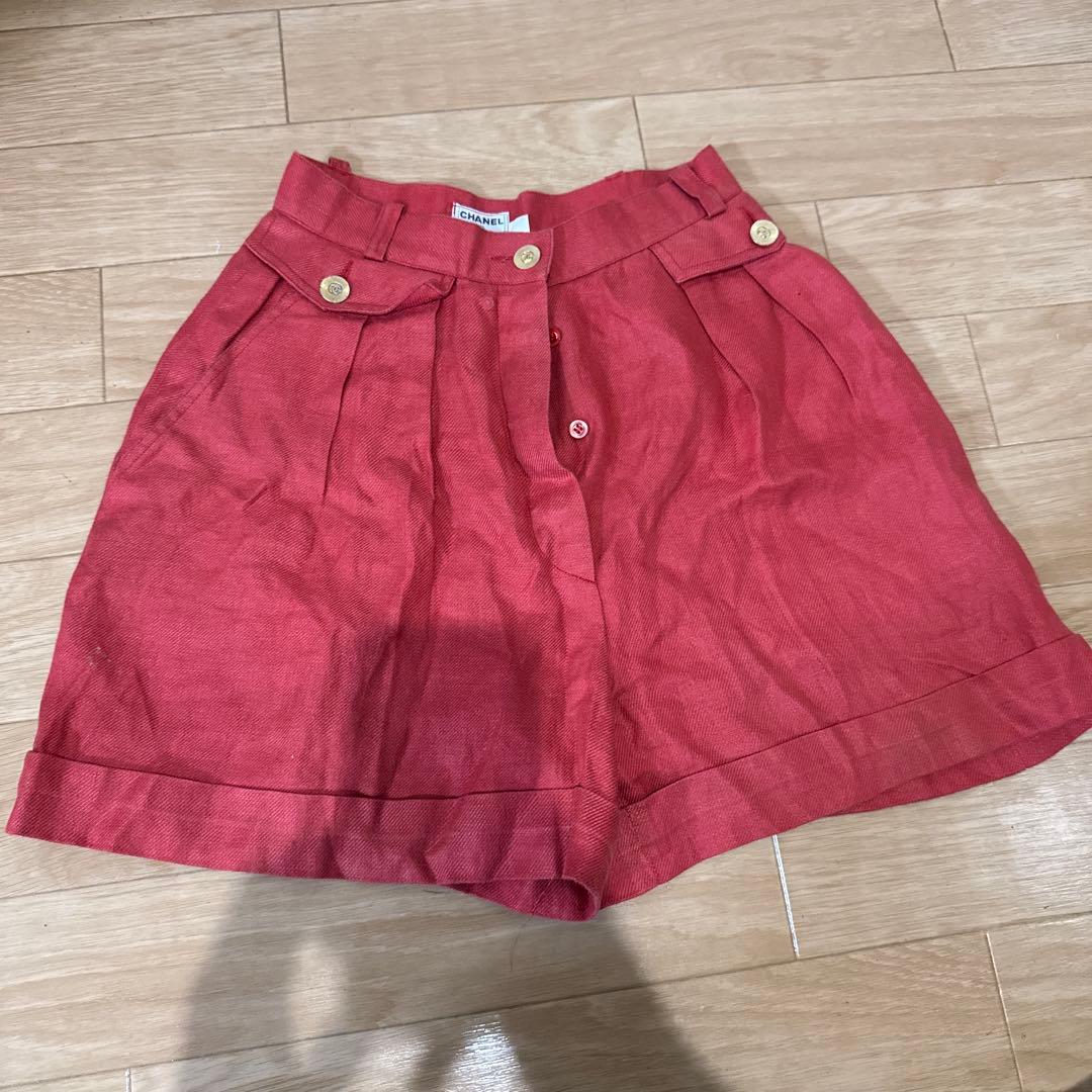 CHANEL ヴィンテージ リネン100% ショートパンツ