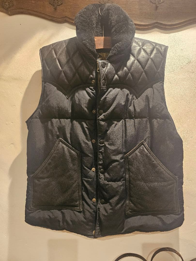 SKULL　FLIGHT　キルティングダウンベスト　ライダース　アメカジ