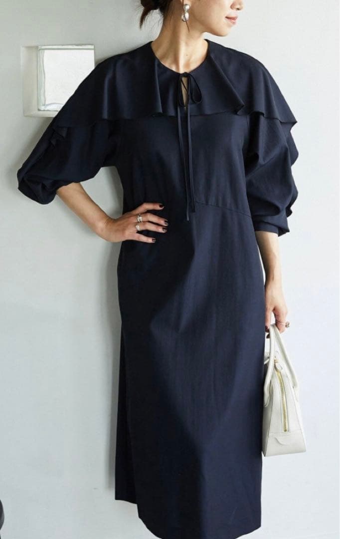 ヴェルメイユパーイエナ　イエナ　レーヨン　ツイル　フリル　ワンピース