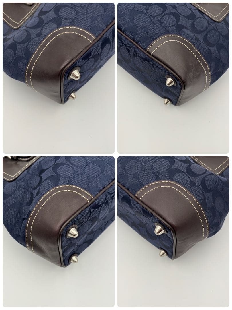 COACH コーチ ハンドバッグ シグネチャー ネイビー ブラウン 11220
