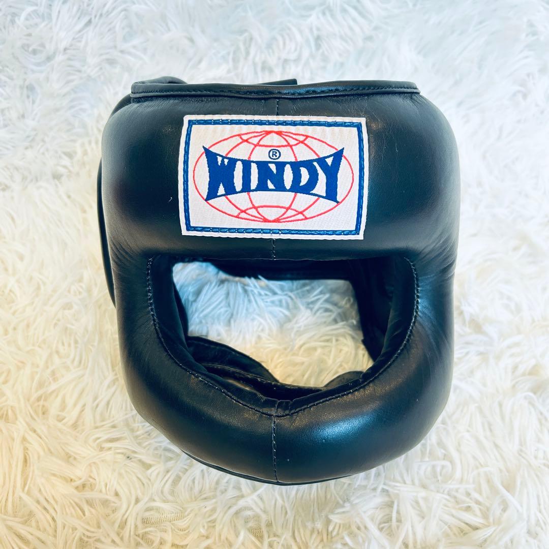 WINDY ウィンディ 本革製品M サイズ ヘッドギア　ヘッドガード　ブラック