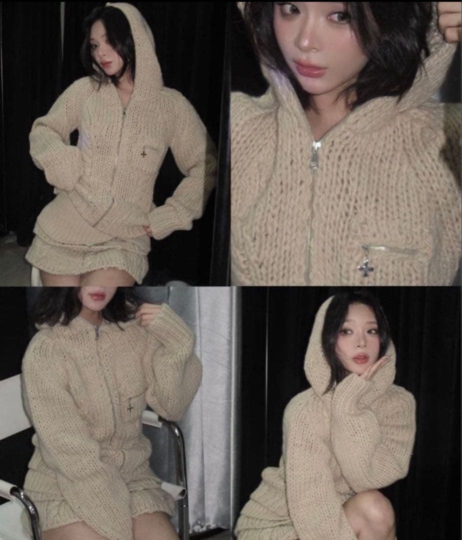 スカート ANDWANG Low Gauge Zip Set Up