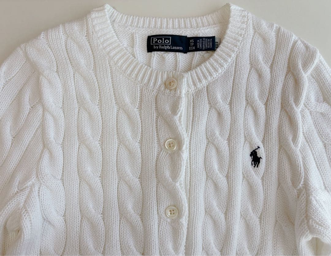 極美品 正規品 ポロラルフローレン ケーブルニット カーディガン ホワイト