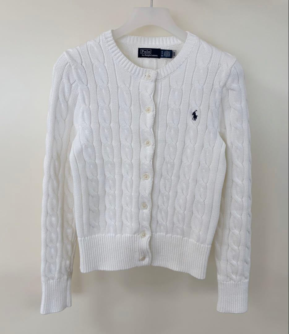 極美品 正規品 ポロラルフローレン ケーブルニット カーディガン ホワイト