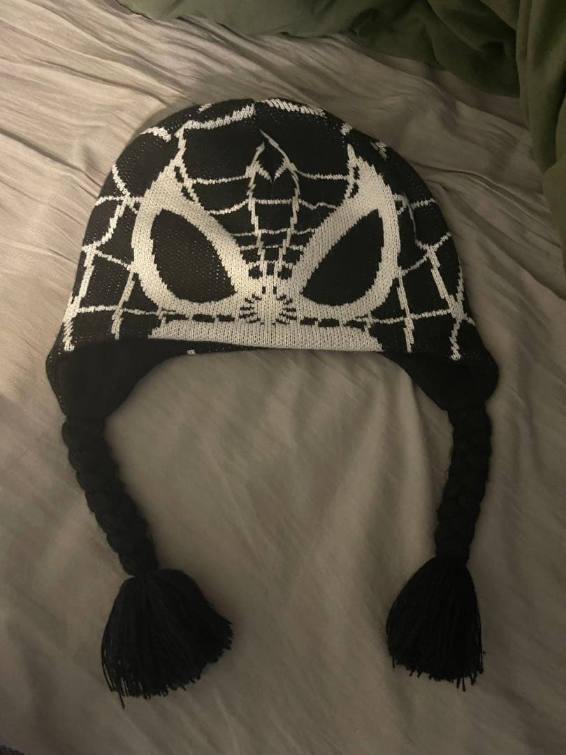 スパイダーマン ニット帽 ブラック・ホワイト