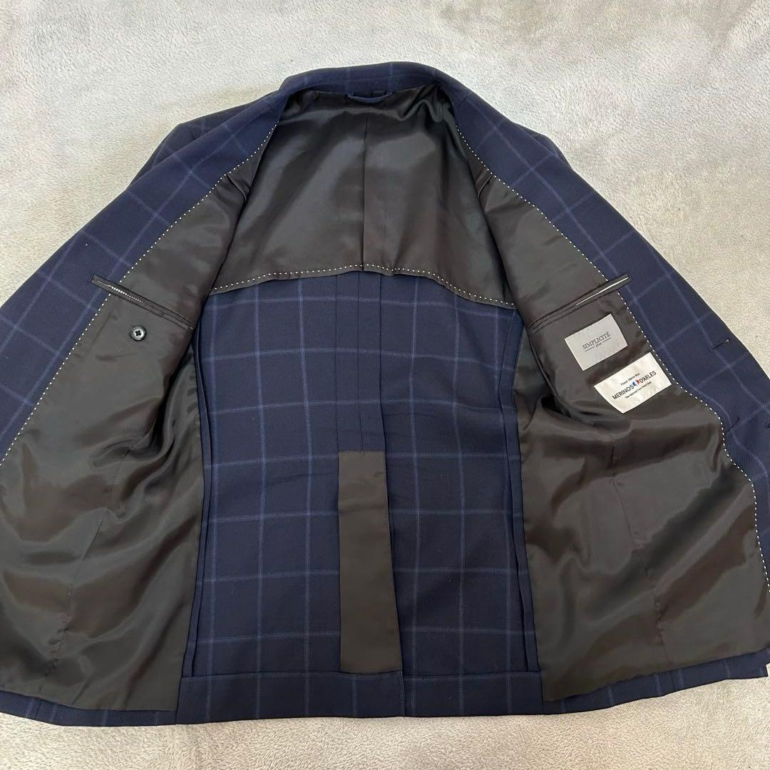 SIMPLICITEplus ネイビー チェック柄 ビジネススーツ M