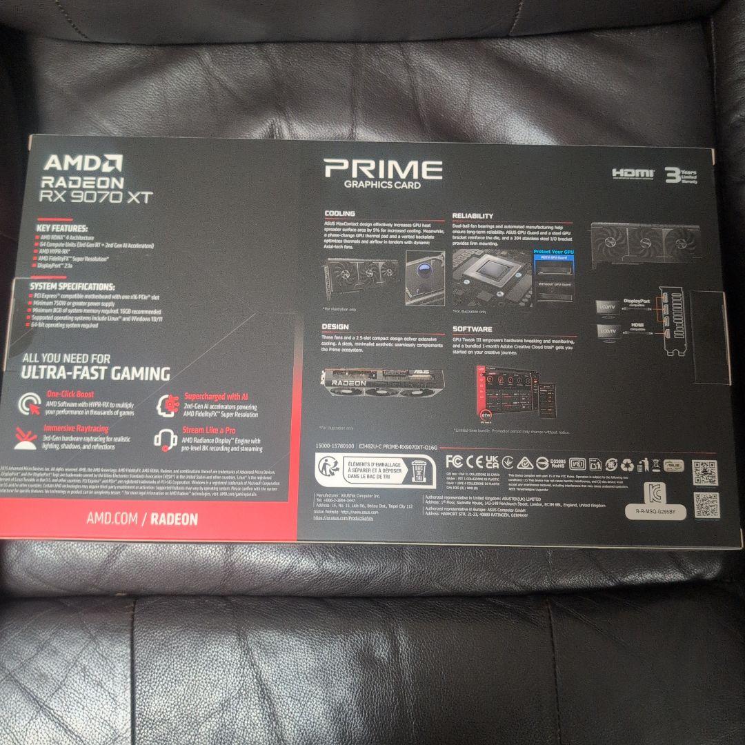 グラフィックボード・グラボ・ビデオカード ASUS AMD Radeon PRIME-RX9070XT-O16G