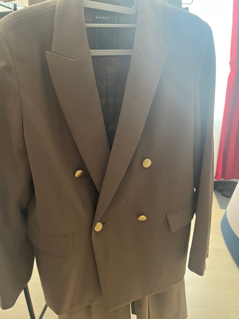 noble ノーブル　ウールMIXツイルピークドラペルジャケット　ブラウン　38