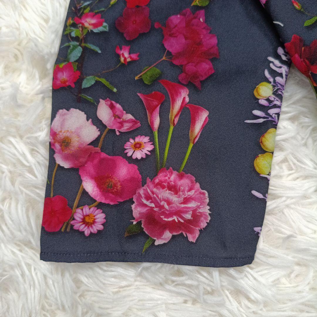 近年 極美品✨シビラ　フラワー フォトプリントドレス　M　七分袖　ロング