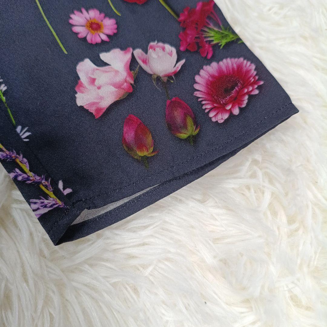 近年 極美品✨シビラ　フラワー フォトプリントドレス　M　七分袖　ロング