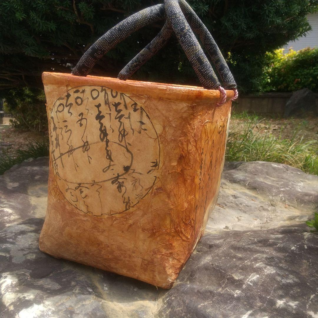 風神、雷神 一閑張りかごバッグ(特大)