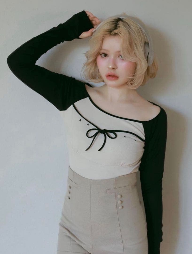 andmary（アンドマリー） Alma ribbon tops ブラック