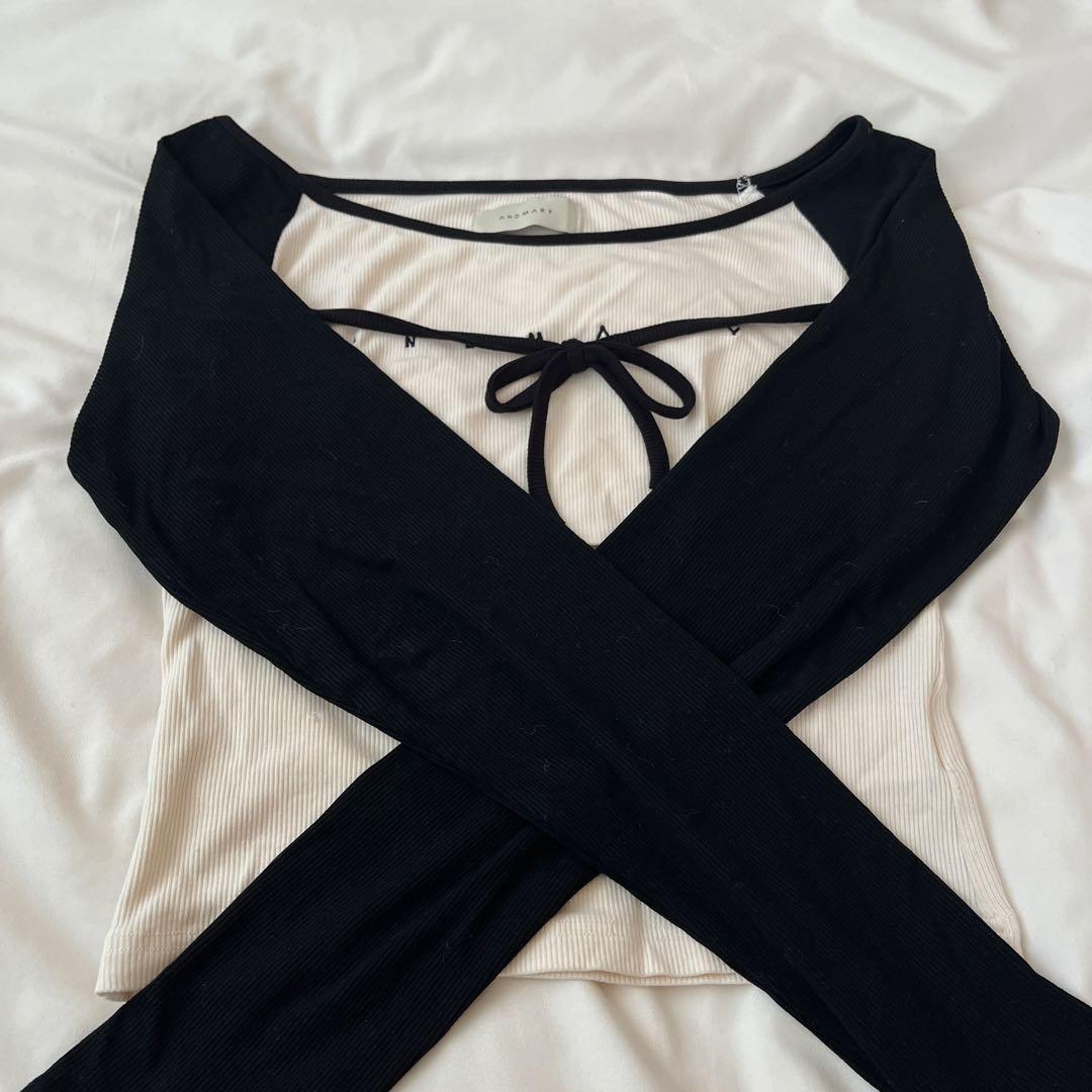 andmary（アンドマリー） Alma ribbon tops ブラック