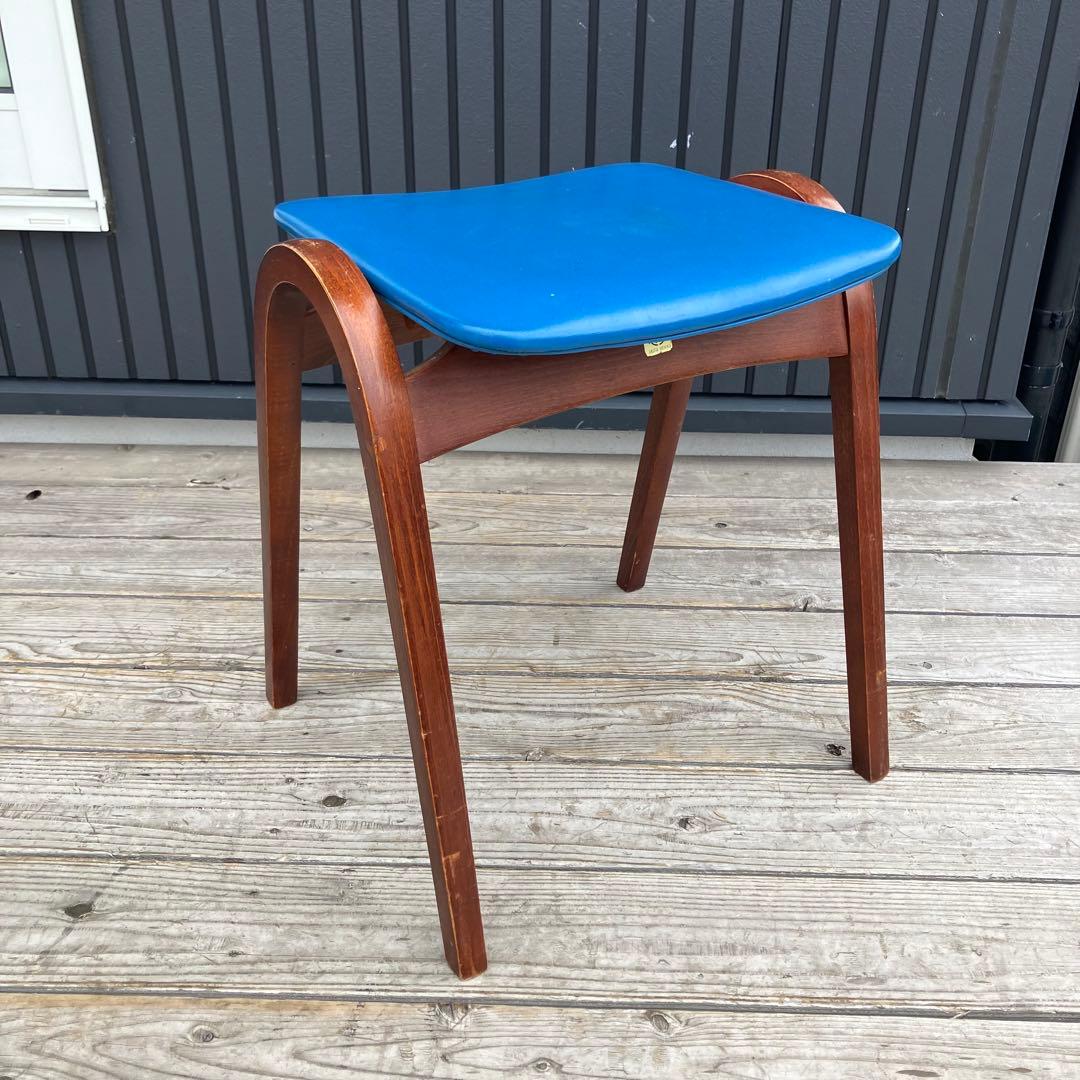 昭和レトロ 秋田木工 ミッドセンチュリー ベントウッドスツール 木製 古家具