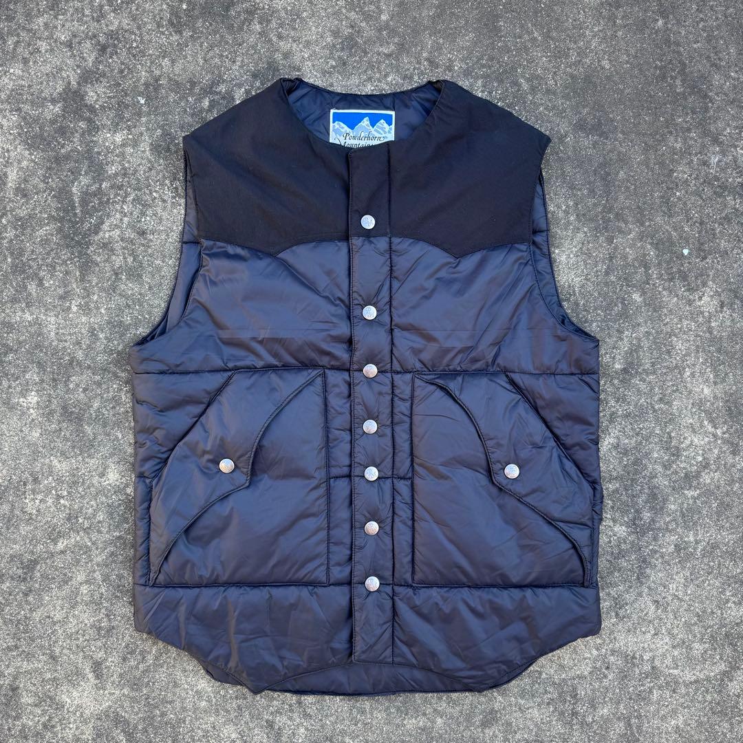 ytsu0424　80sパウダーホーンマウンテニアリングダウンベストクロM