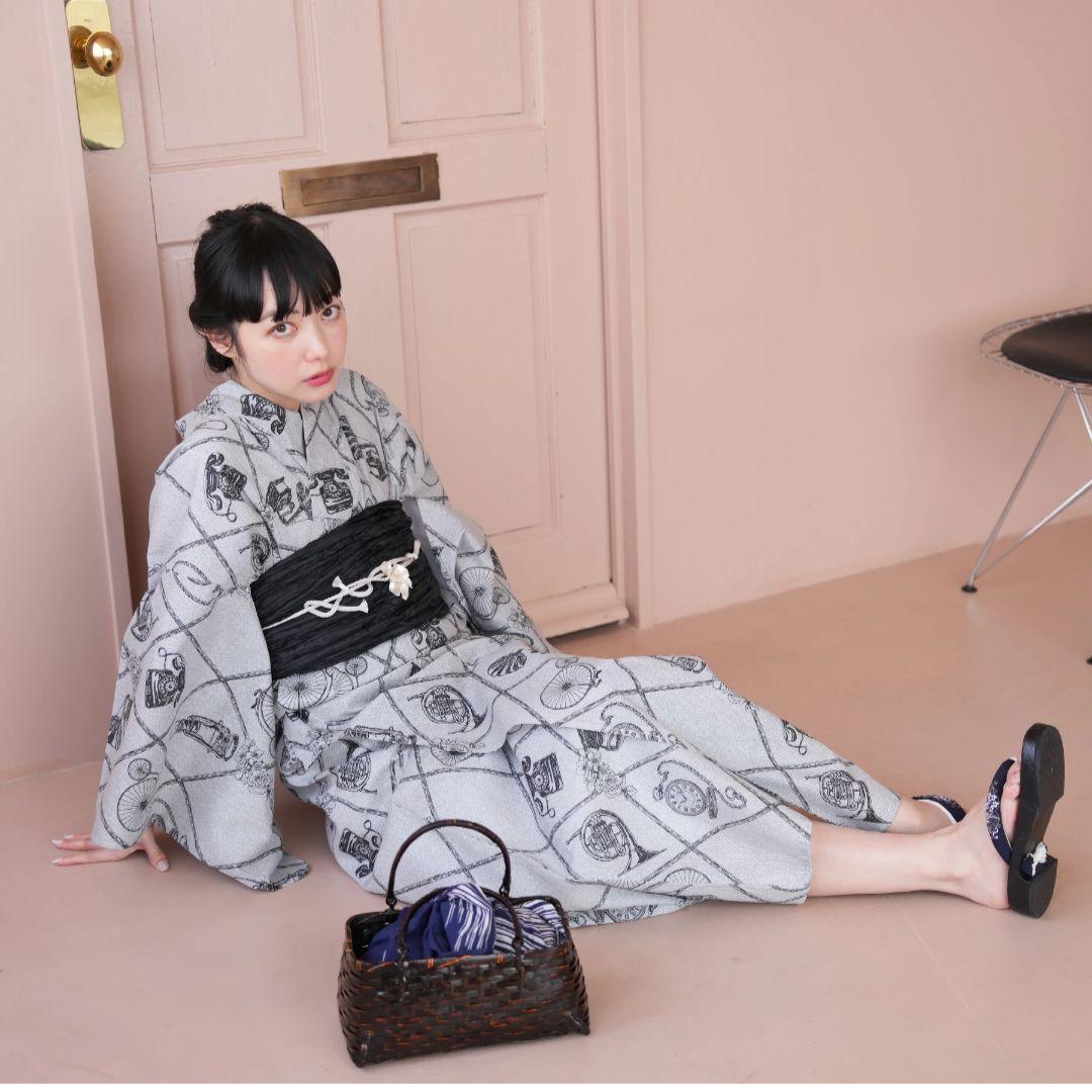 utatane 浴衣 ３点セット　ニコアンティーク　国内染色 古典柄レトロ