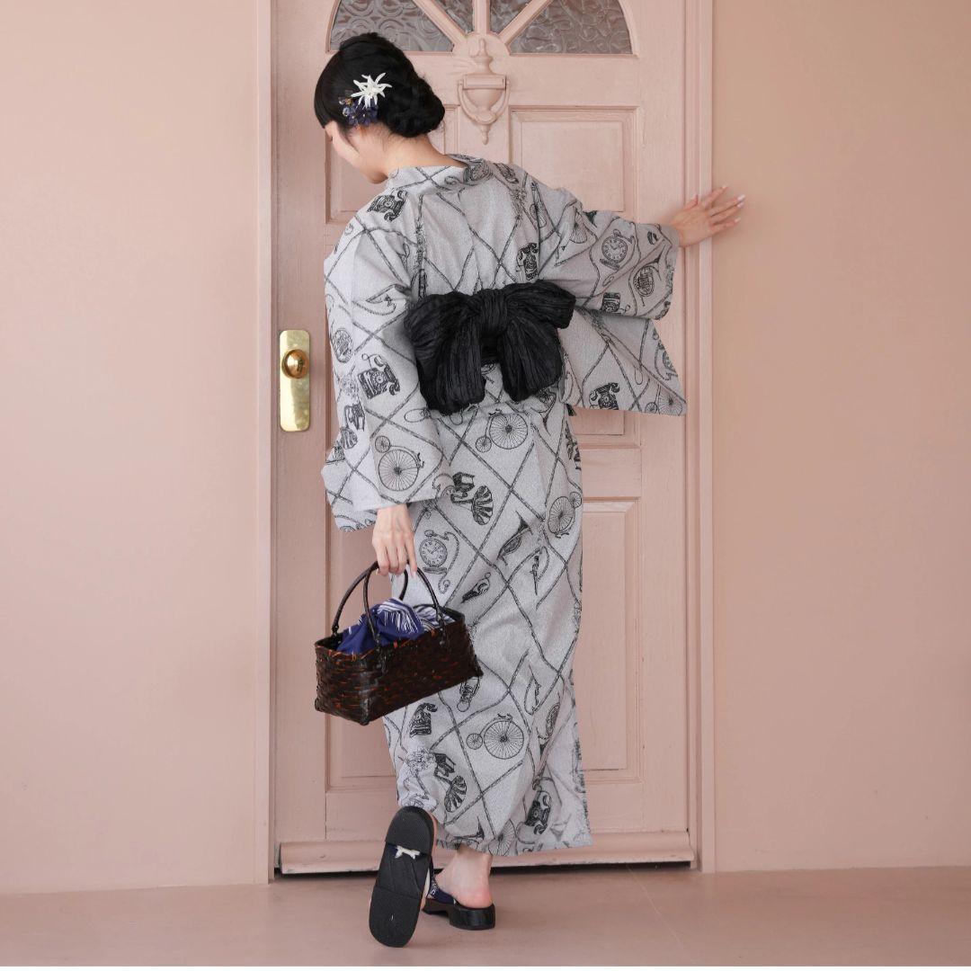 utatane 浴衣 ３点セット　ニコアンティーク　国内染色 古典柄レトロ