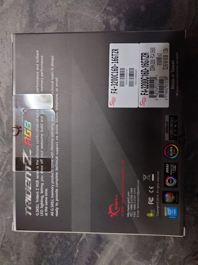 G.SKILL メモリテスト済み F4-3200C16D-16GTZR