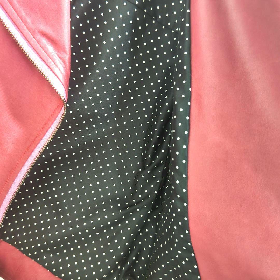 寄付　対象　アントニアリソン　ライダース　ジャケット　革　ピンク　L　牛　ボタン