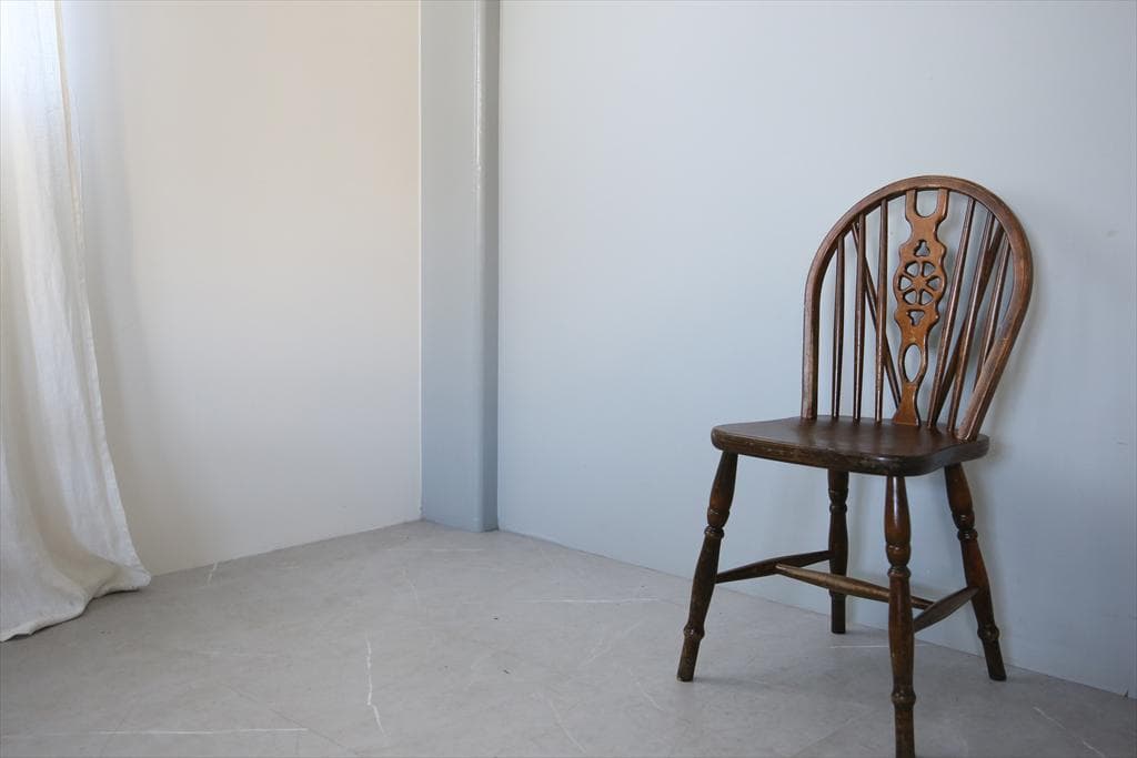 英国アンティーク木製ホイールバックチェア/ダイニングイス/椅子(92-37-3)