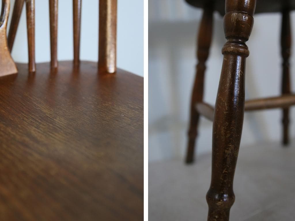 英国アンティーク木製ホイールバックチェア/ダイニングイス/椅子(92-37-3)