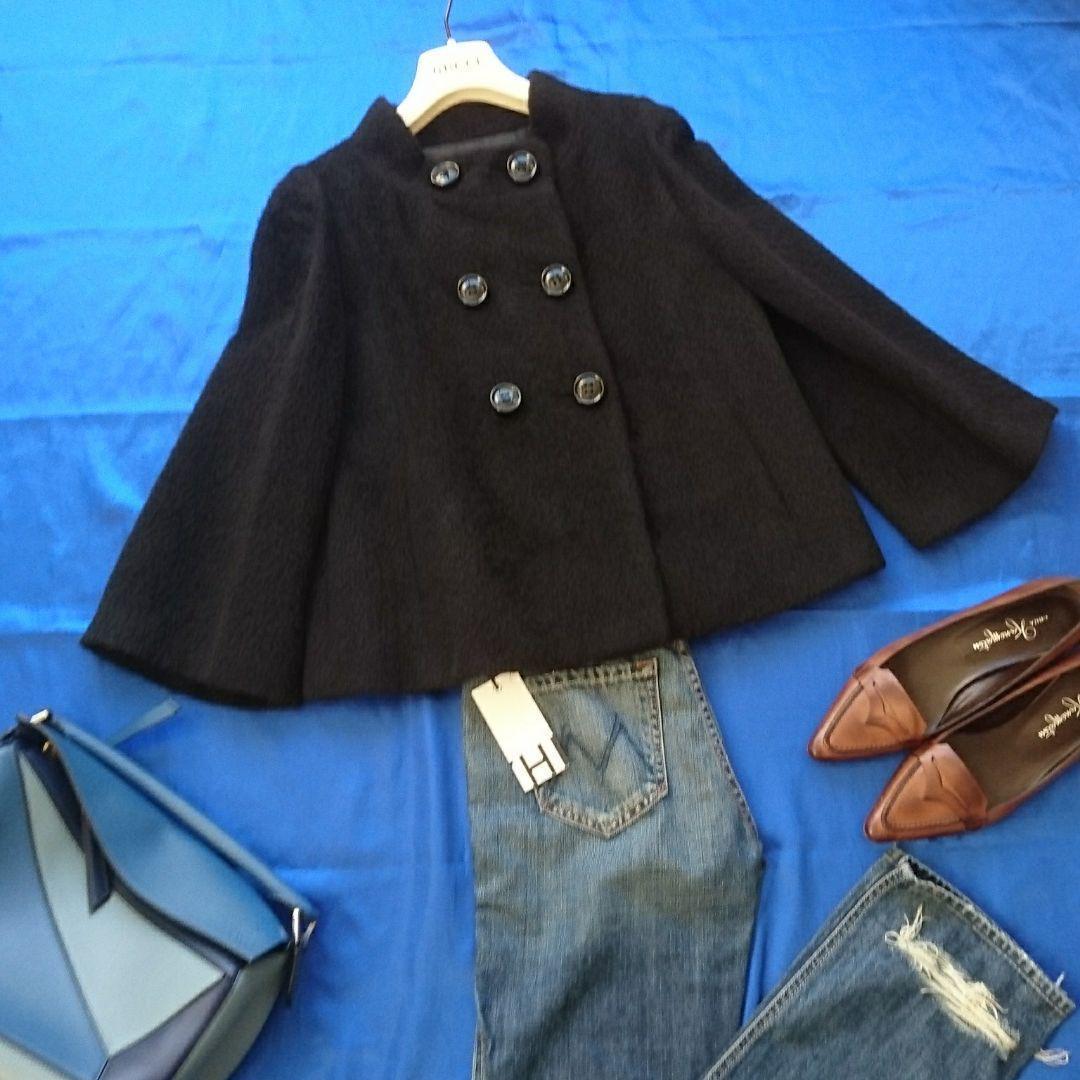 大人キュート♪ボールジィBALLSEY ふわふわアルパカシャギージャケット黒