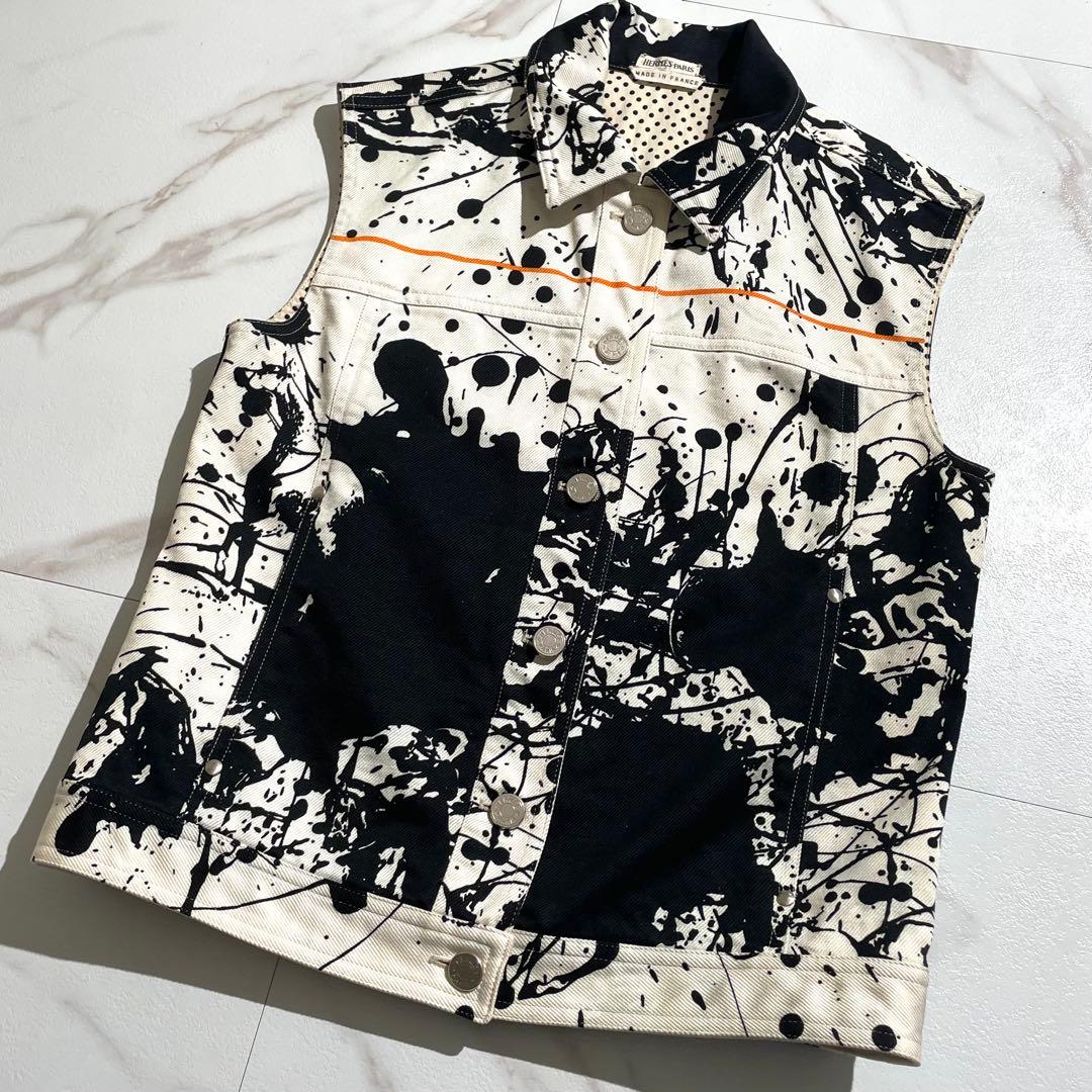 入手困難✨ エルメス マルジェラ期 ベスト 落書き ペイント加工 ブラック