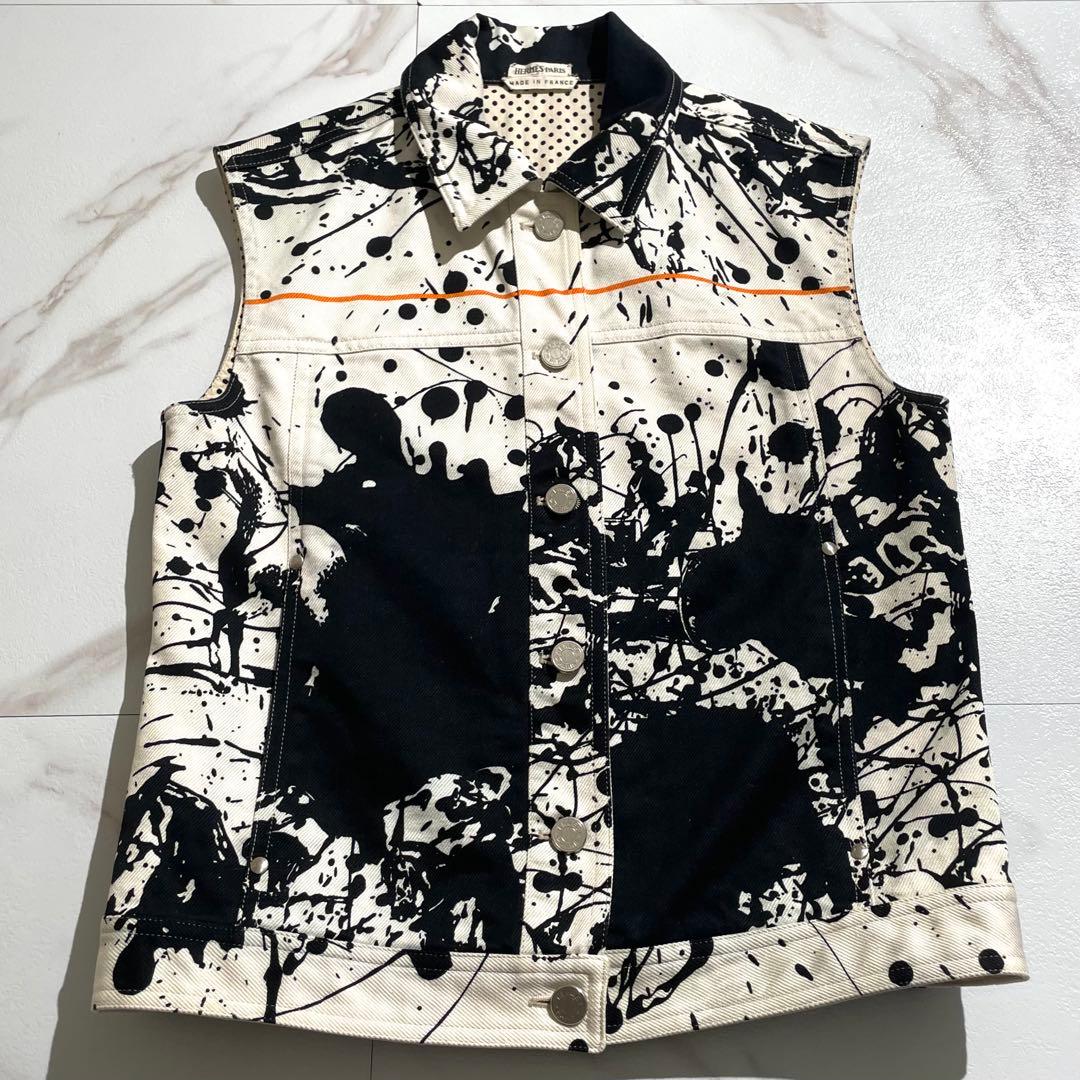 入手困難✨ エルメス マルジェラ期 ベスト 落書き ペイント加工 ブラック
