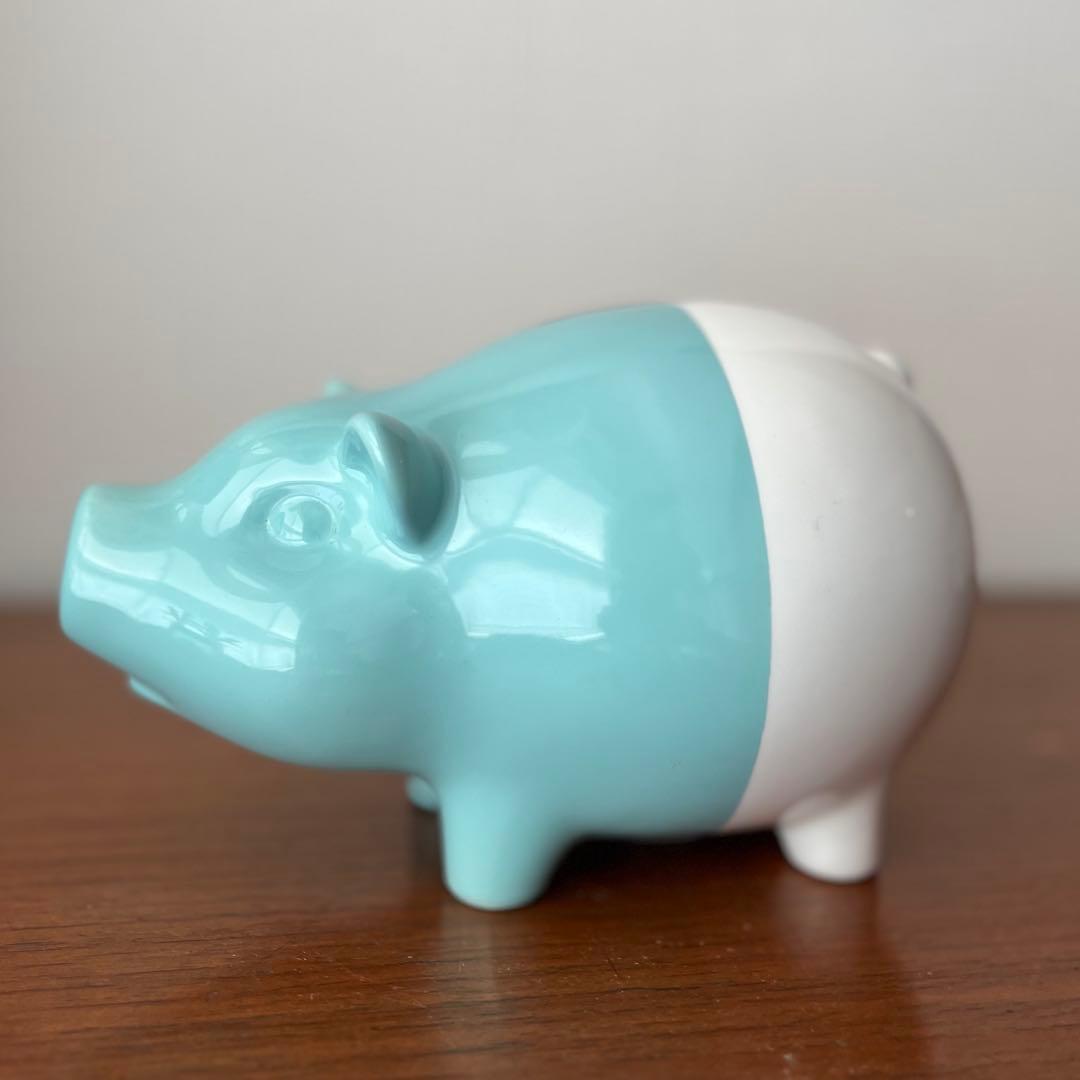 Tiffany&Co.ティファニー ピギーバンク 豚さん貯金箱 ブルーと白