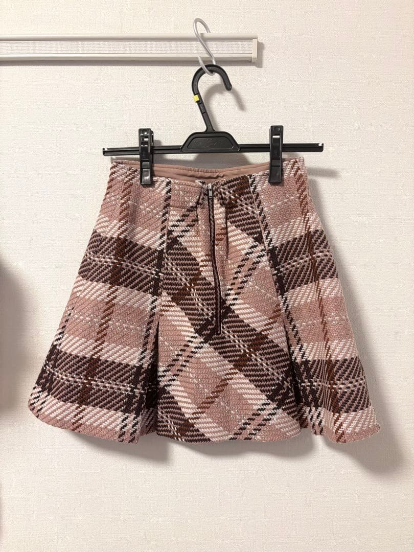 【snidel】 Sustainableロービングチェックミニスカート（ピンク）