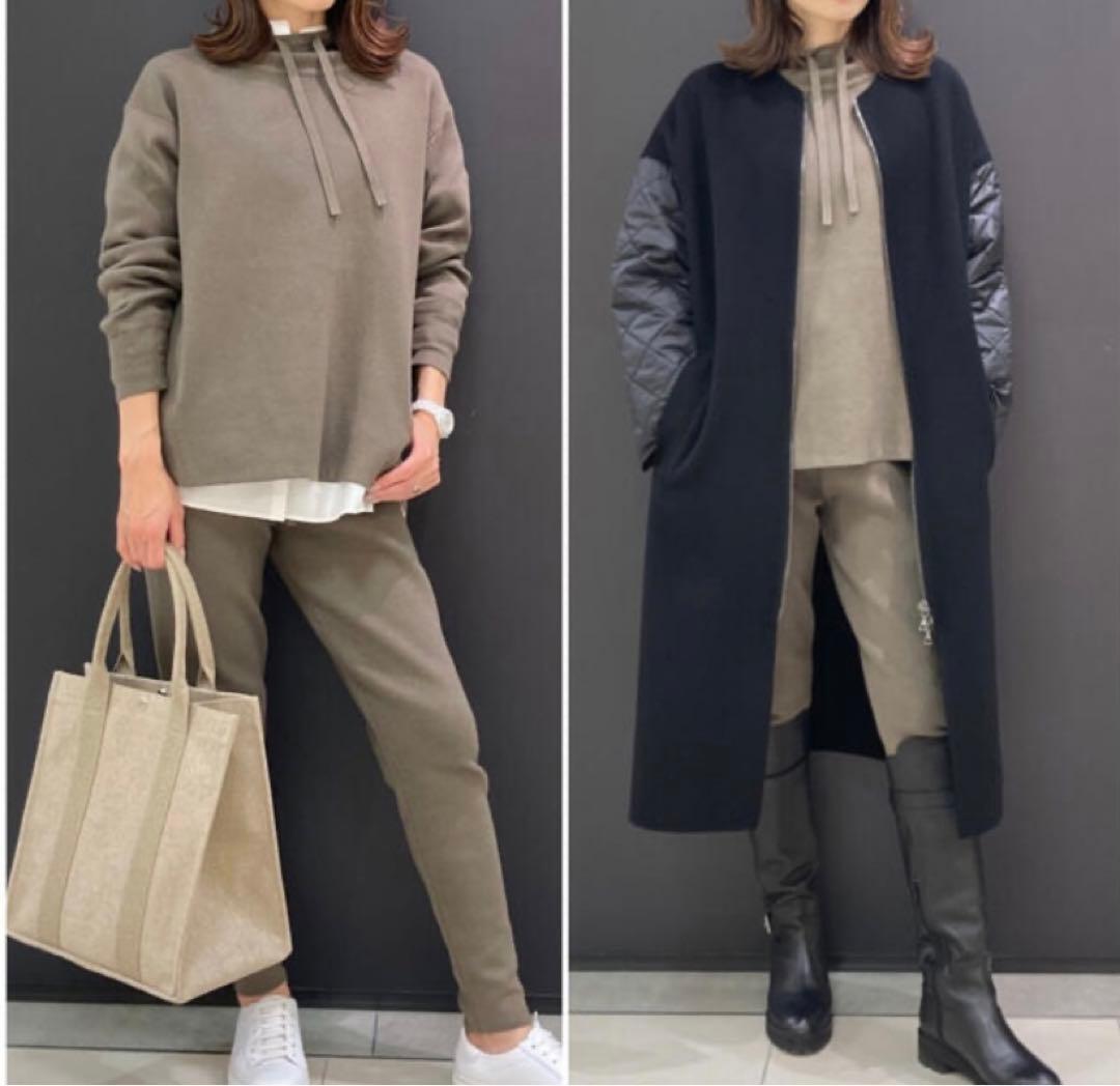 セオリーリュクス☆カシミヤ混ニットパーカー　38カーキ