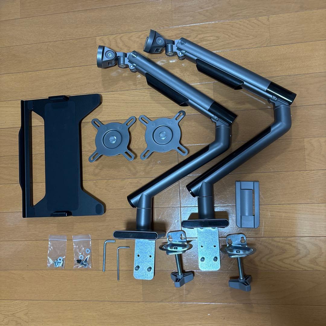 快適ワーク　モニターアームDA112（iggy）グレー　3点セット