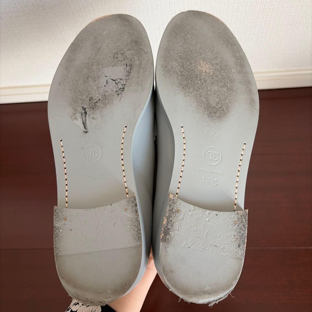 CHANEL グレー ローファー　36ハーフ