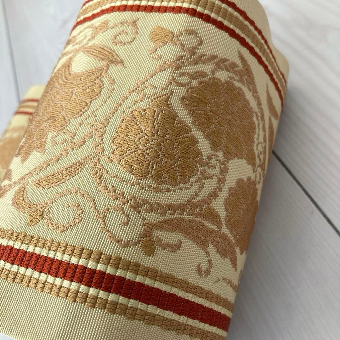 専用　　博多織　半幅帯　花唐草模様　織り出し　正絹　No.74-22