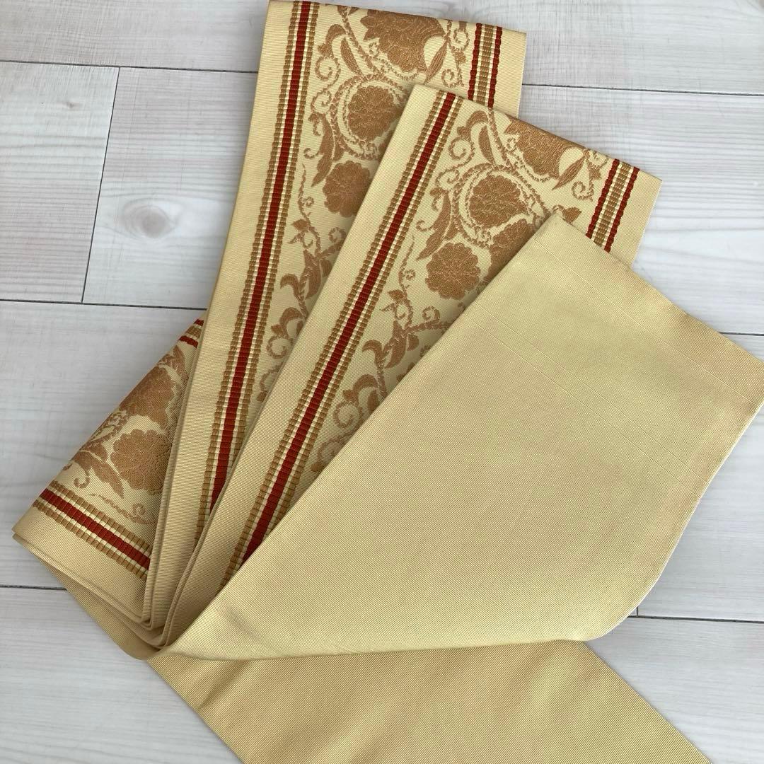 専用　　博多織　半幅帯　花唐草模様　織り出し　正絹　No.74-22