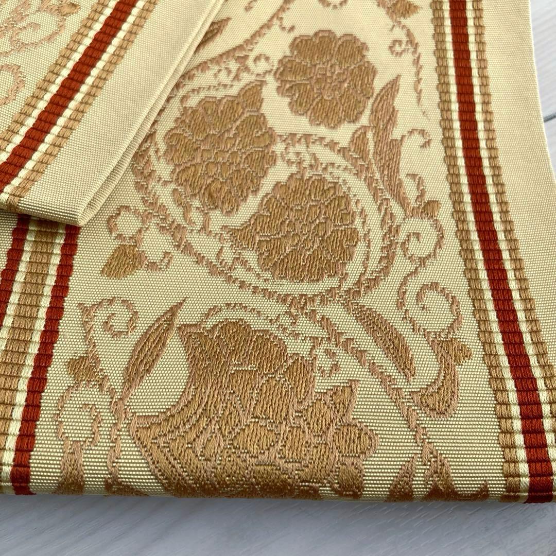 専用　　博多織　半幅帯　花唐草模様　織り出し　正絹　No.74-22