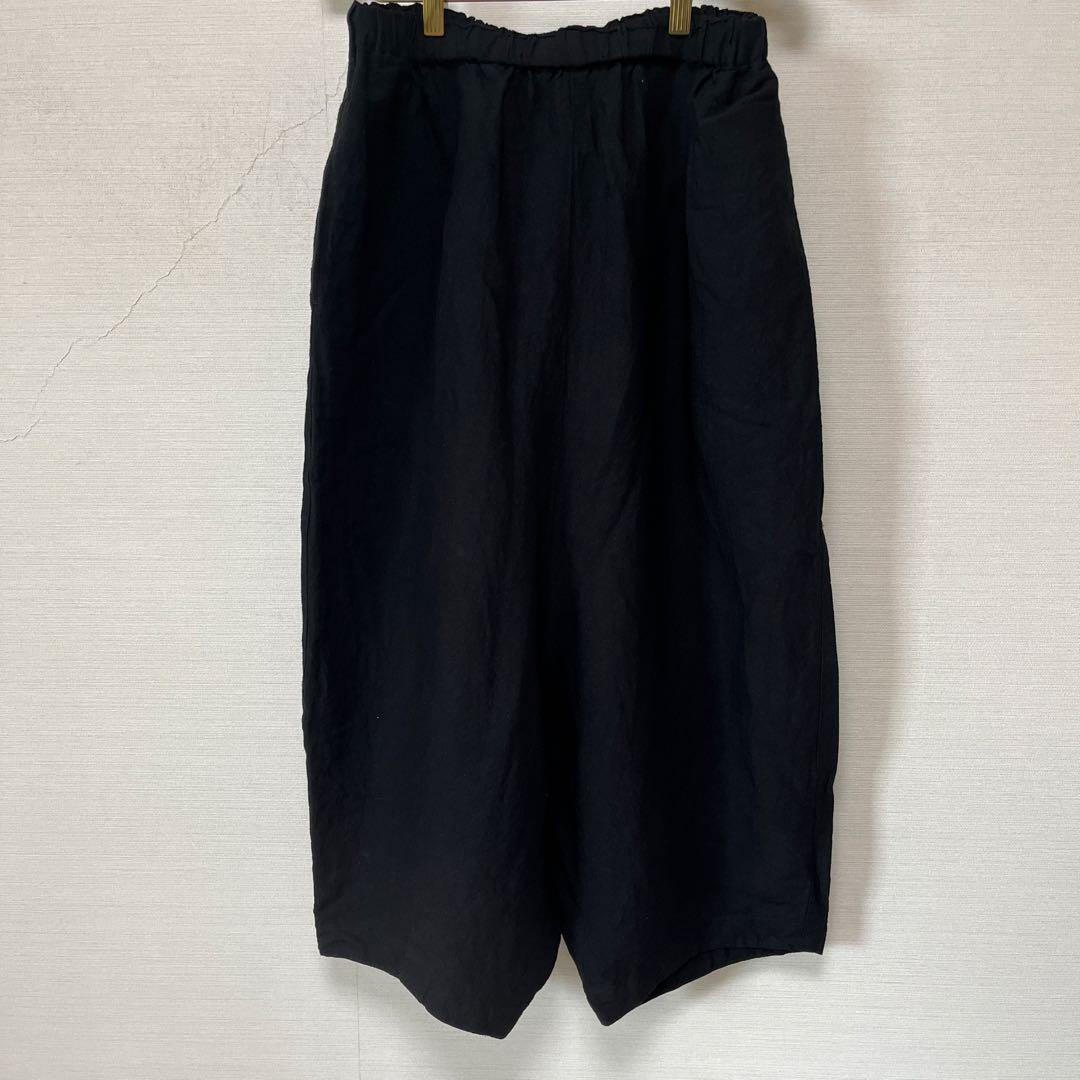 huis遠州織物パンブーリネンサルエルバルーンパンツブラック511