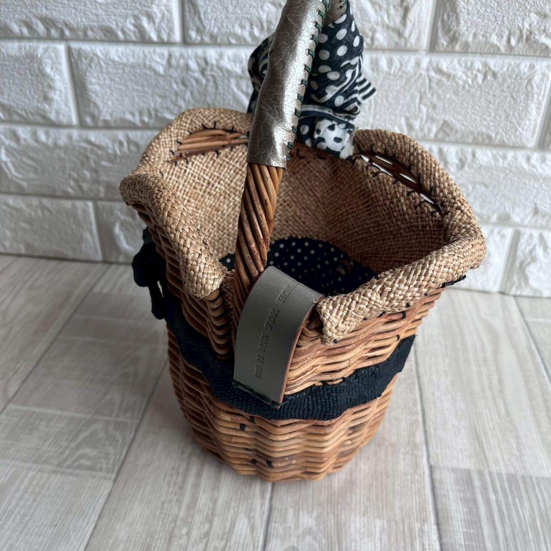 ebagos エバゴス ギンガムチェック カゴバッグ かぶせハンドル