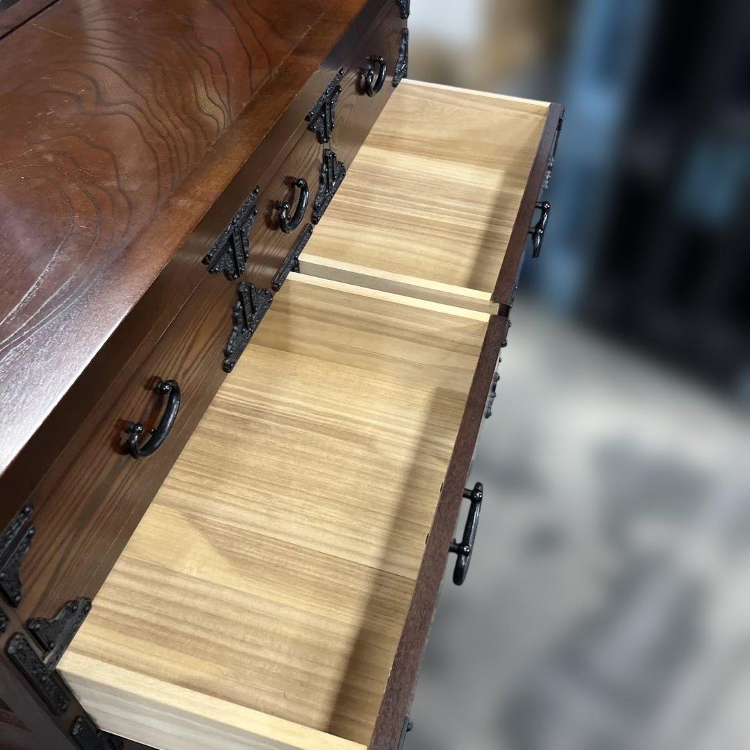 【鍵付】◇和箪笥◆しっかり造り◇３段目割れ有