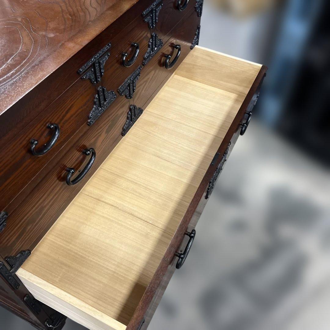 【鍵付】◇和箪笥◆しっかり造り◇３段目割れ有