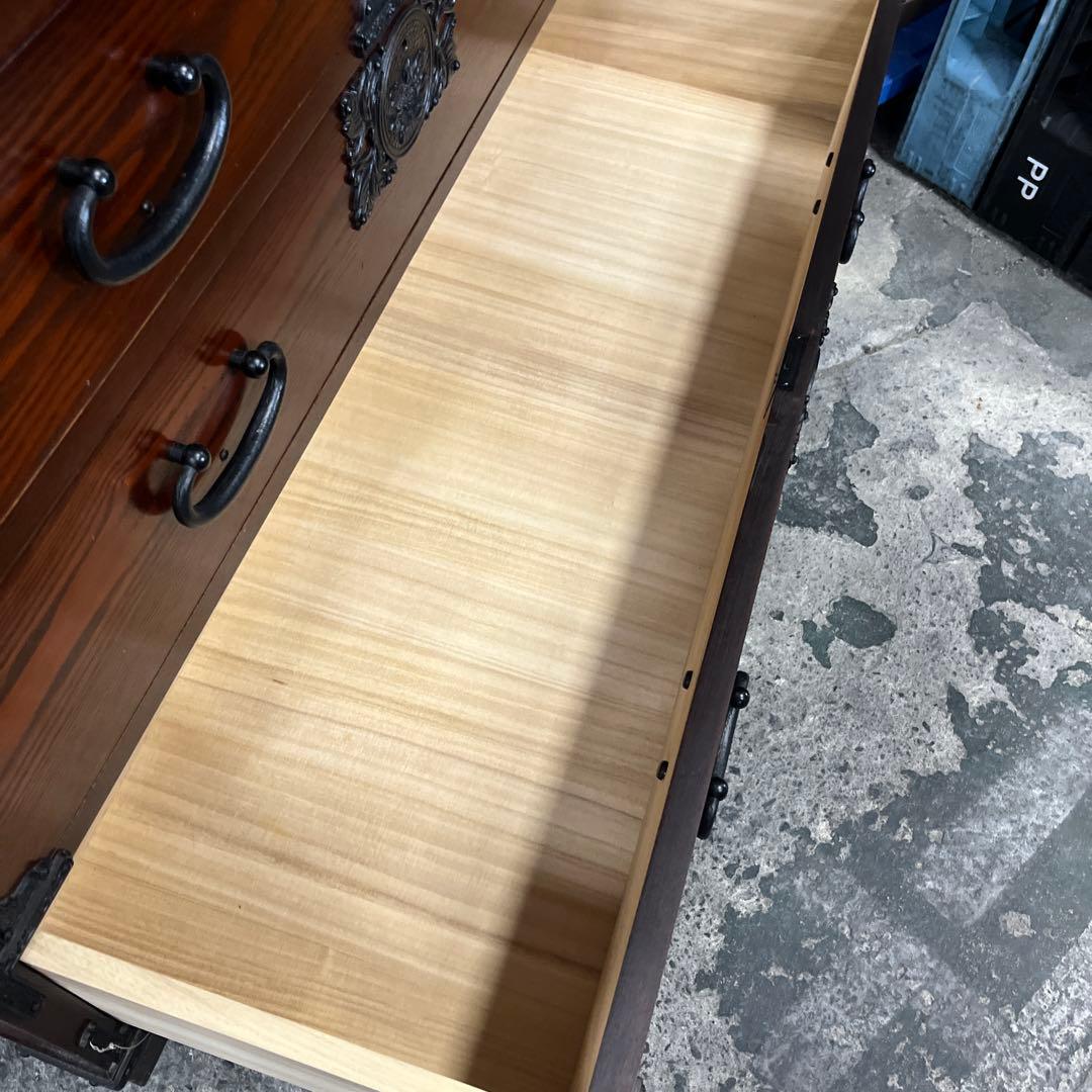 【鍵付】◇和箪笥◆しっかり造り◇３段目割れ有