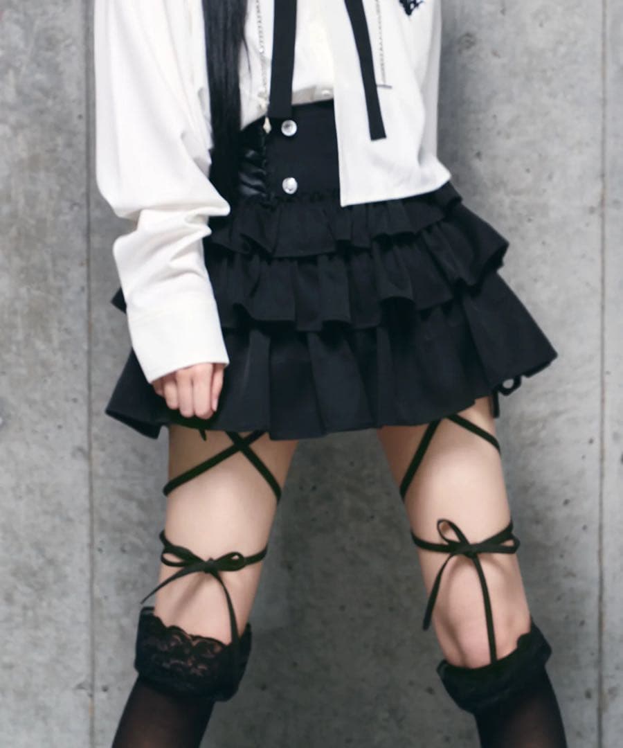 ハイウエストエンブレムボタン付きフリルパンツ/Amilige/アミリージュ