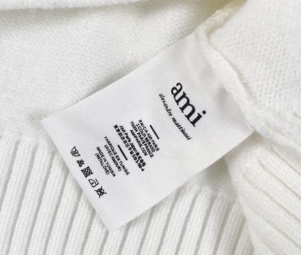 AMI PARIS ホワイト ポロセーター ハート刺繍