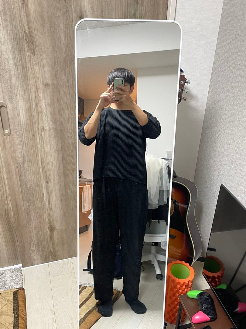 プリーツパンツ　黒　サイズ2 オムプリッセイッセイミヤケ　ベルトループ