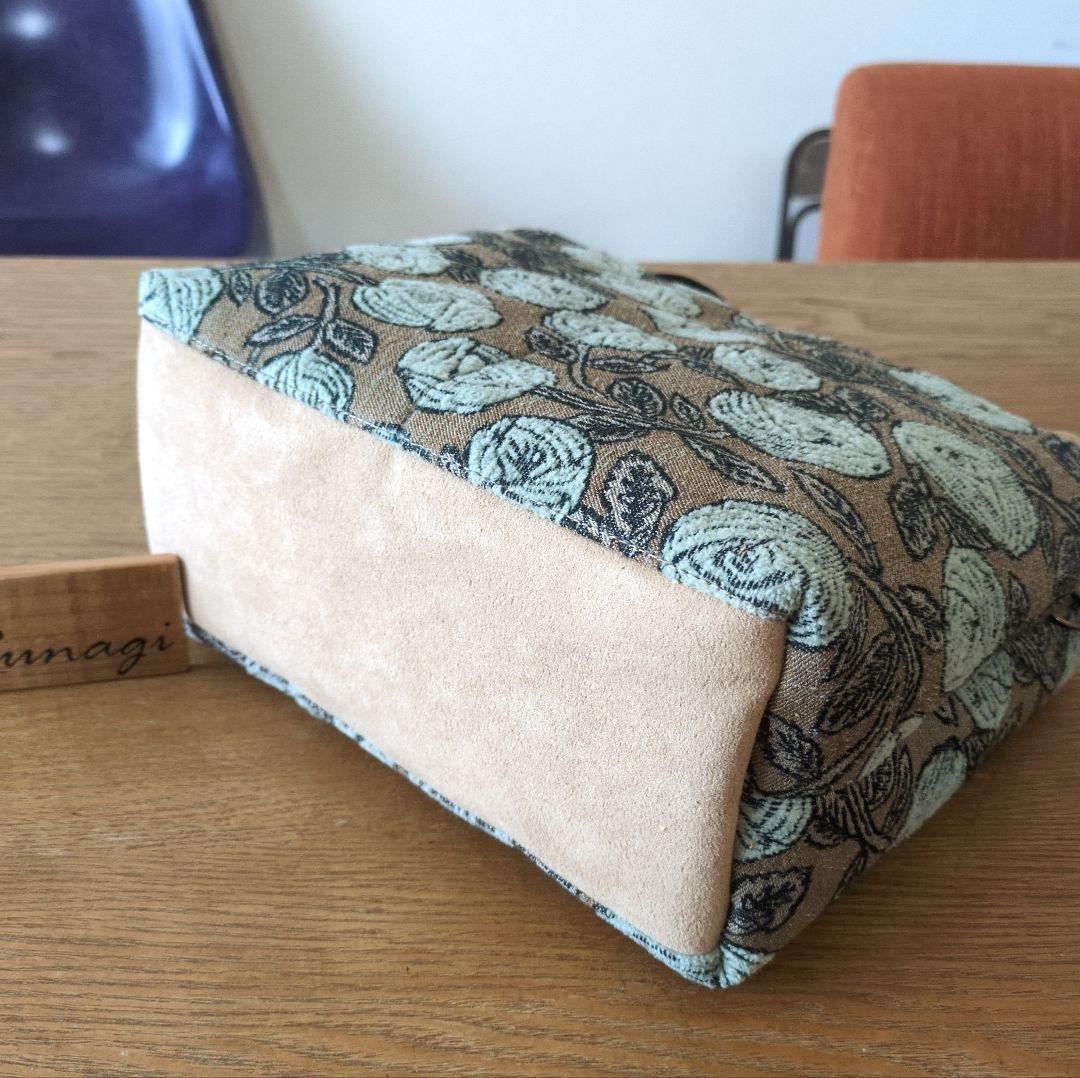 あおりポケットの巾着バッグ＊ミナペルホネン rosy