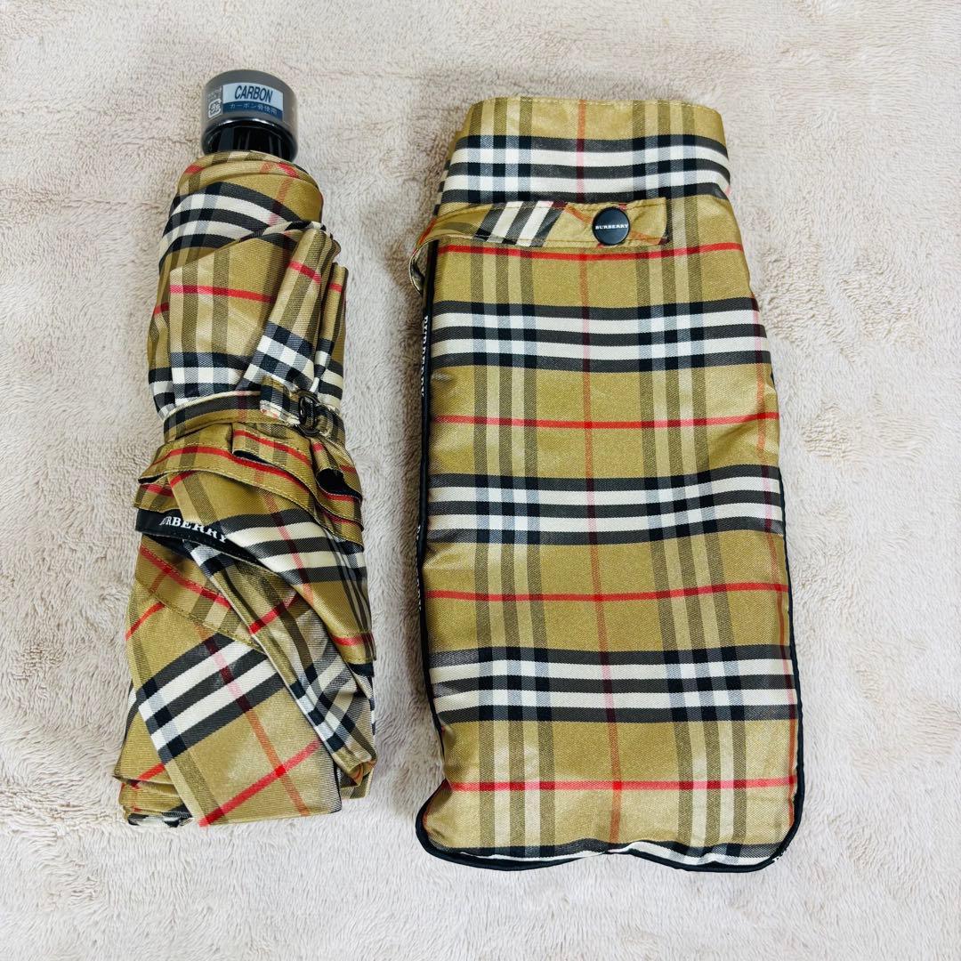 【極美品】BURBERRY バーバリー　折り畳み傘　ノバチェック　カバー付
