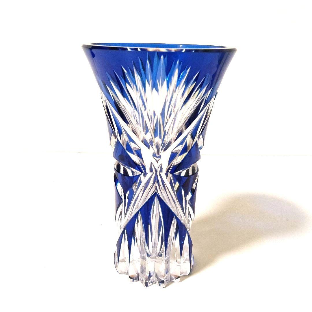 カガミクリスタル 切子 花瓶 フラワーベース