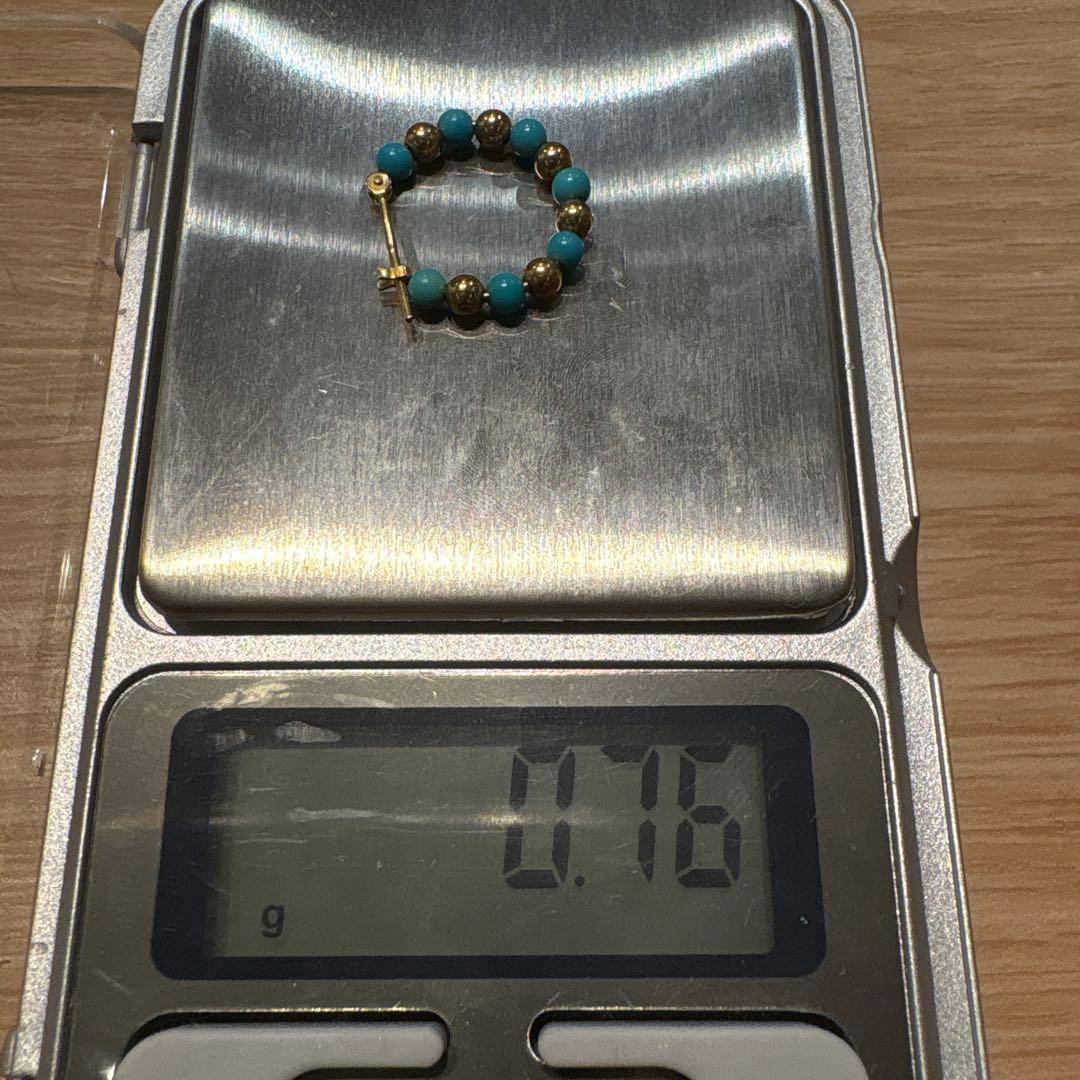 ジュエリーマキ　k18ターコイズフープピアス