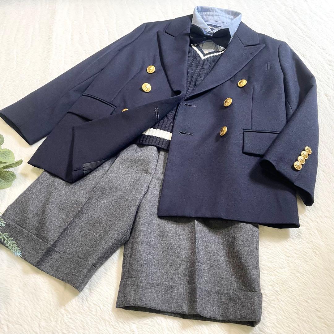 美品《Ralph Lauren》 ネイビージャケット スーツ120㎝ 6点セット