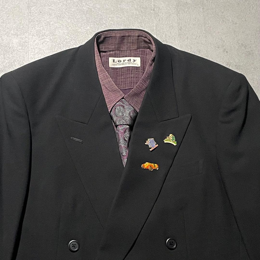 特注【vintage】セットアップ ダブルスーツ カジュアル　ブラック　黒